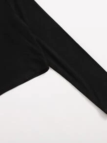 SHEIN Tween Girl One-Shoulder Crop Top - Black - View 3