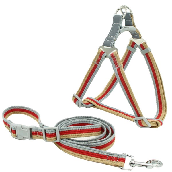 

1pc Dog Striped Harness & 1pc Leash, Red
