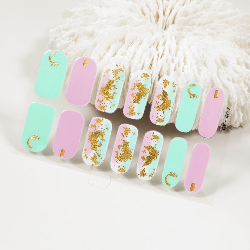 

1sheet Gold Foil Decor Nail Sticker, Multicolor