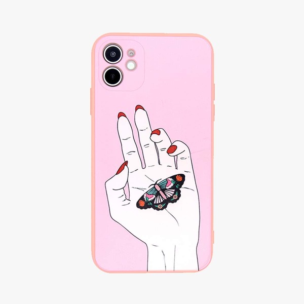 

Чехол для iPhone с принтом рук и бабочек 1шт, Многоцветный