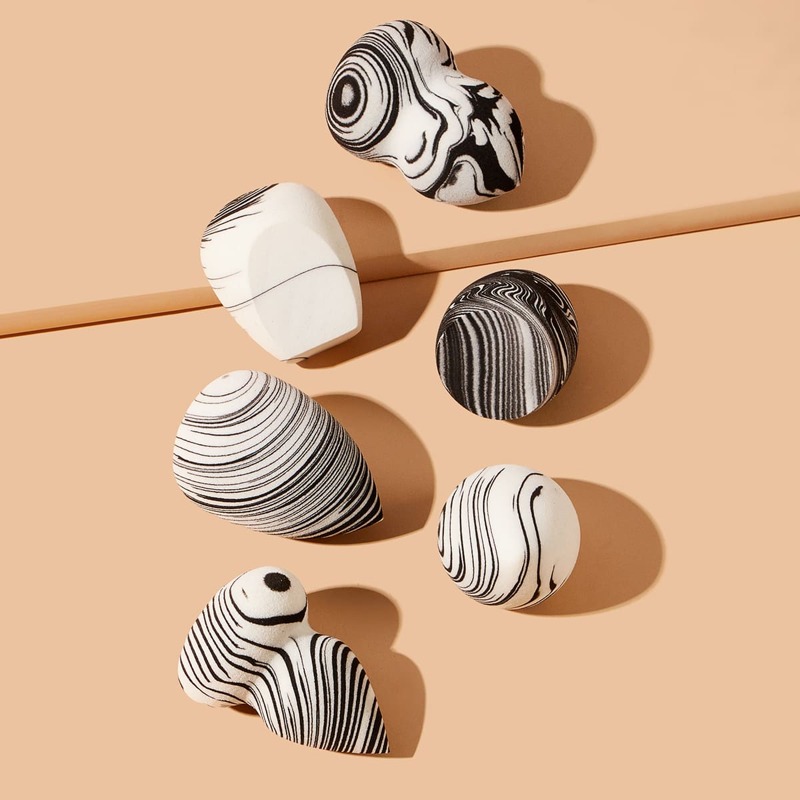 6pcs Irregular Makeup Sponge, Black and white