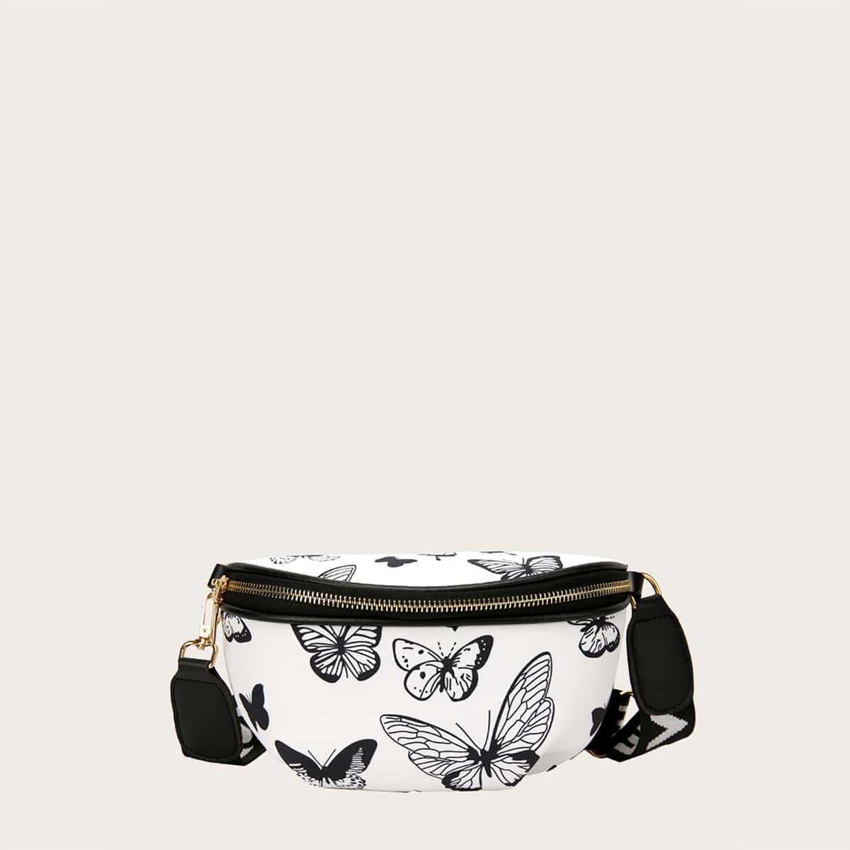 Image of Butterfly Graphic Letter Embroidery Bum Bag