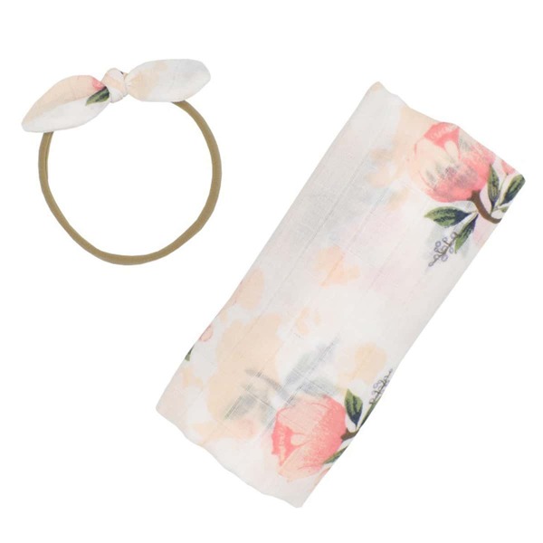 

Newborn Girl Floral Wrap Blanket & Headband Photo Outfit, Multicolor