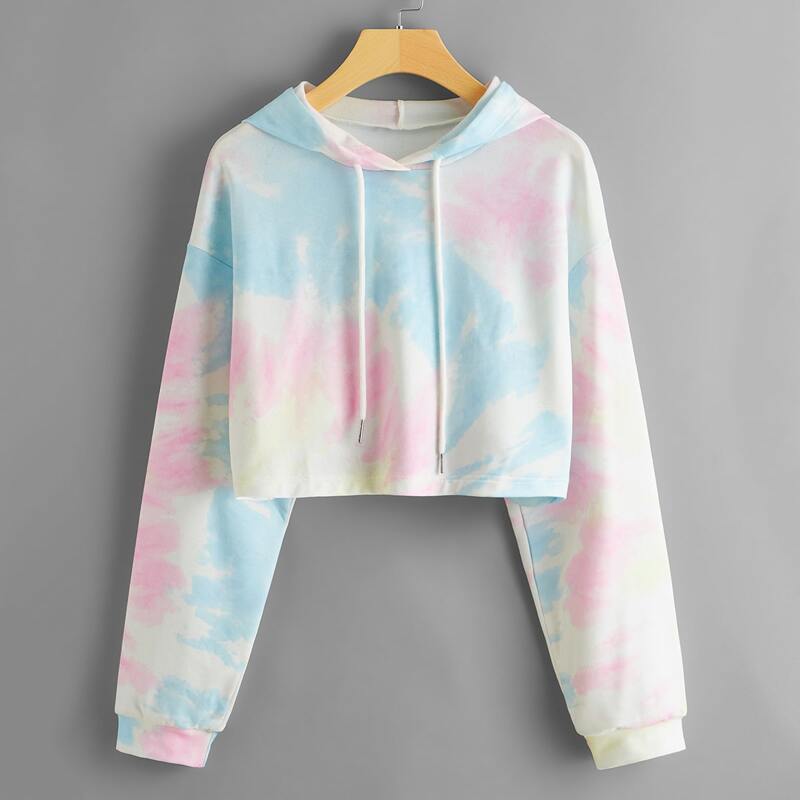 

Tie Dye Drop Shoulder Hoodie, Multicolor