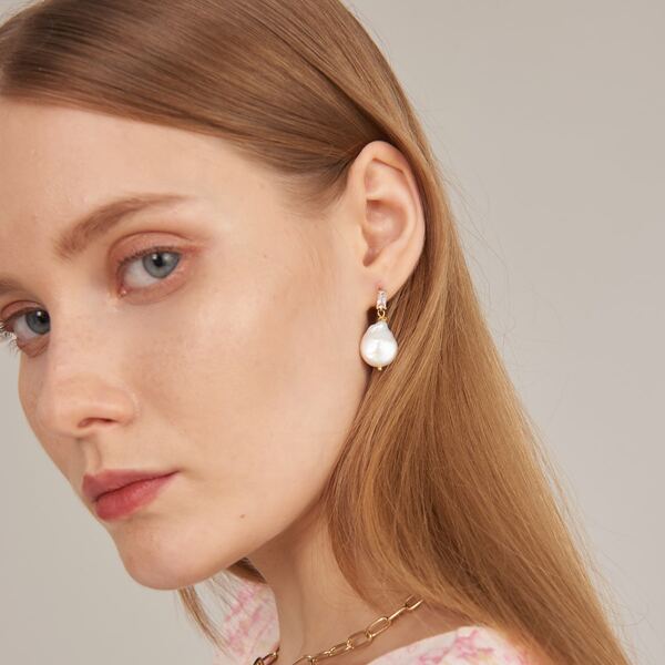 

Faux Pearl Drop Earrings, White