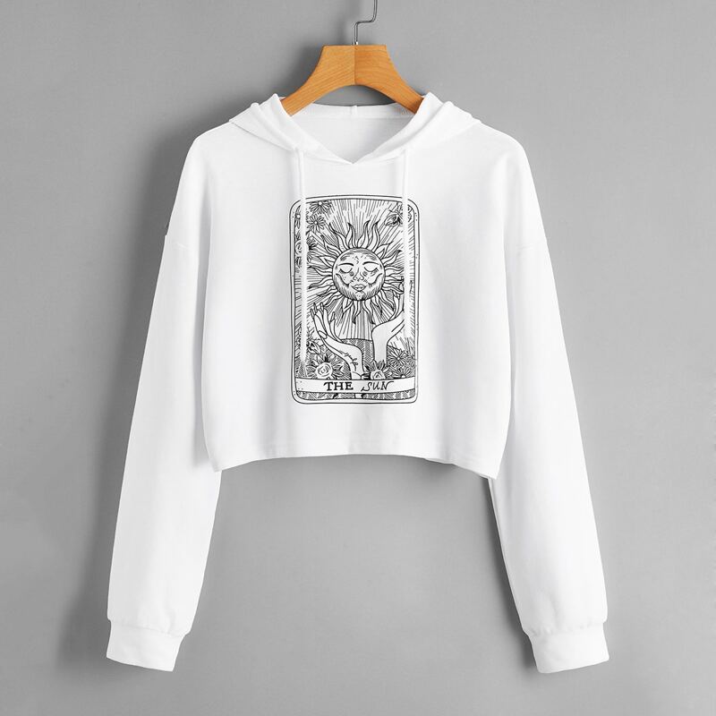

Sun Graphic Drop Shoulder Hoodie, White