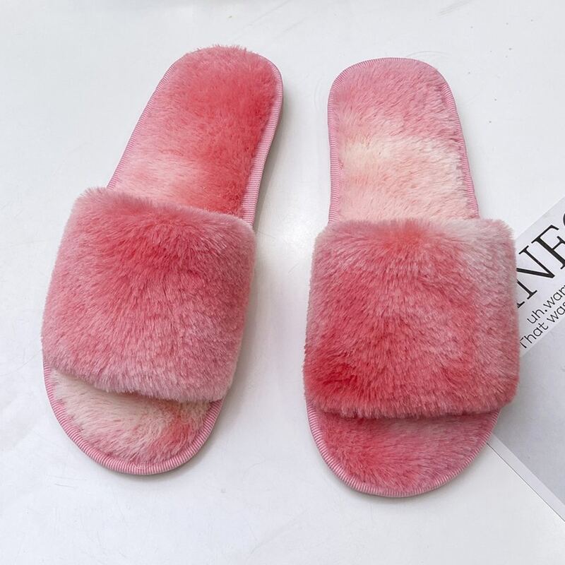 

Tie Dye Fluffy Slippers, Pink
