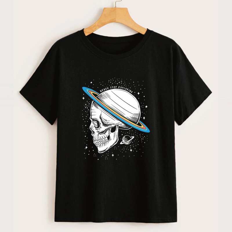

Skull & Slogan Graphic Tee, Black