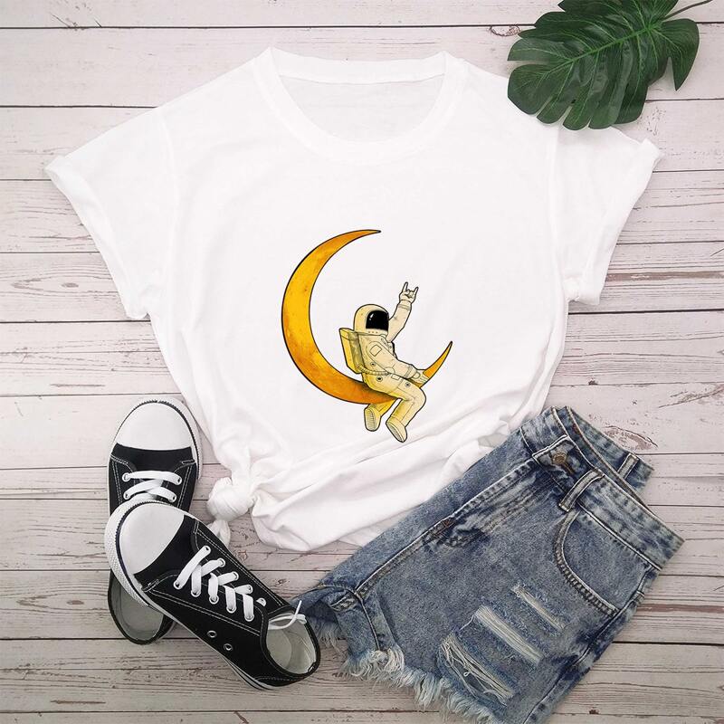 

Astronaut & Moon Print Tee, White