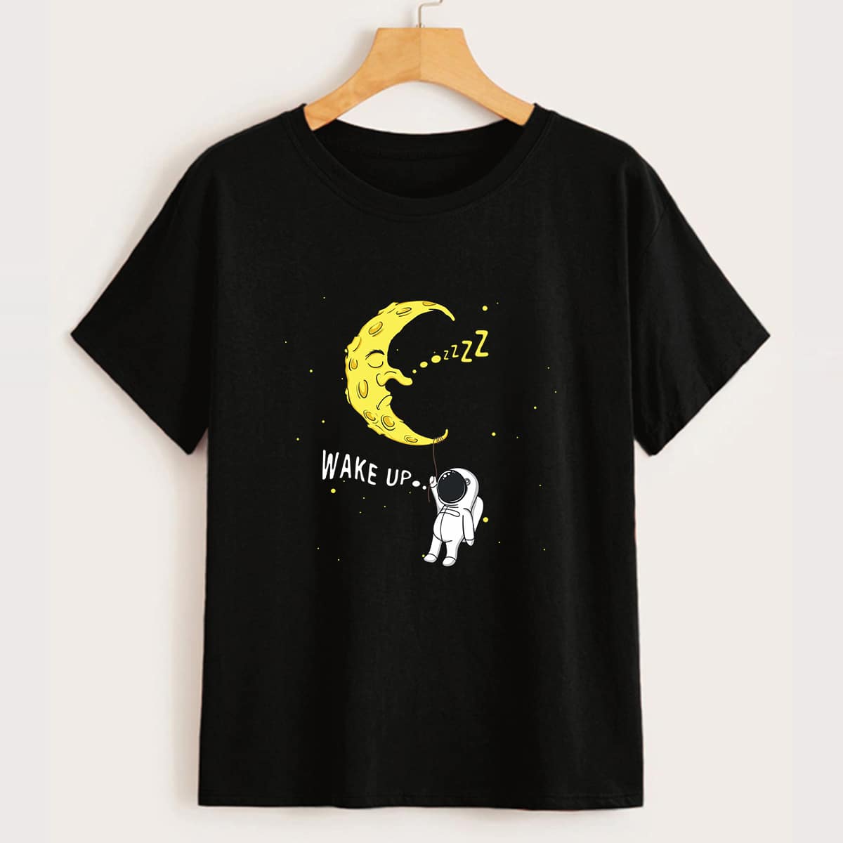 

Astronaut & Moon Print Tee, Black