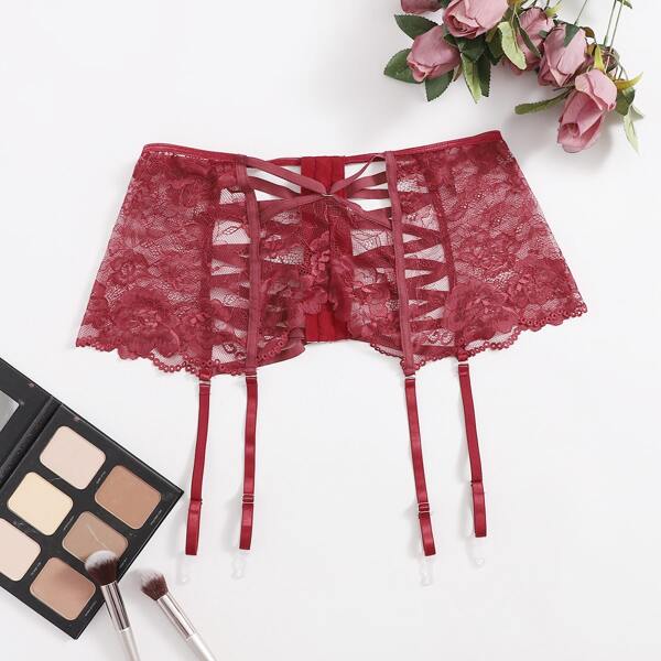 

Plus Floral Lace Garter, Burgundy