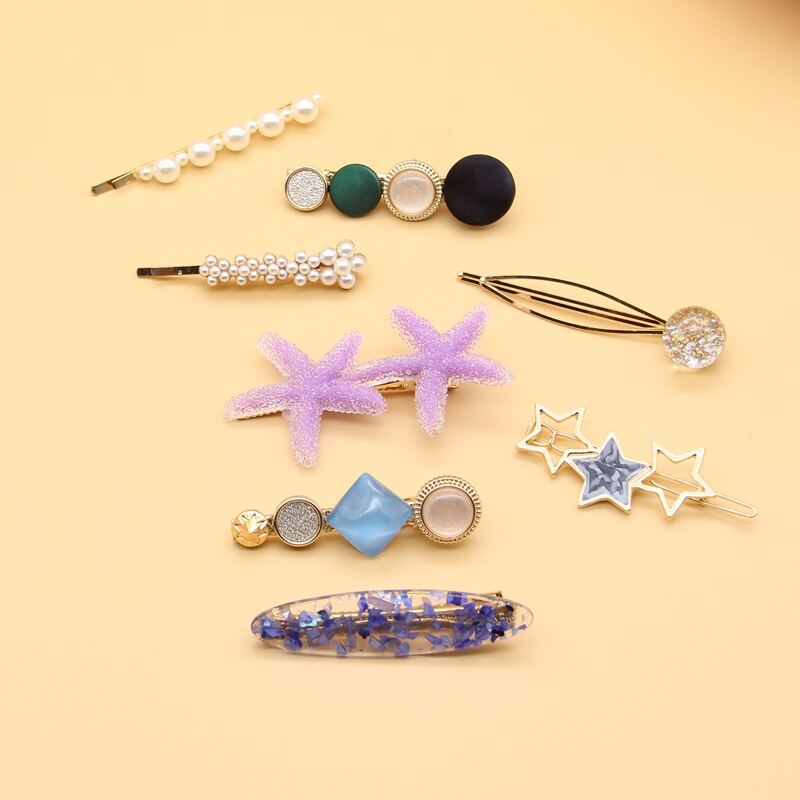 

8pcs Faux Pearl Hair Clip, Multicolor