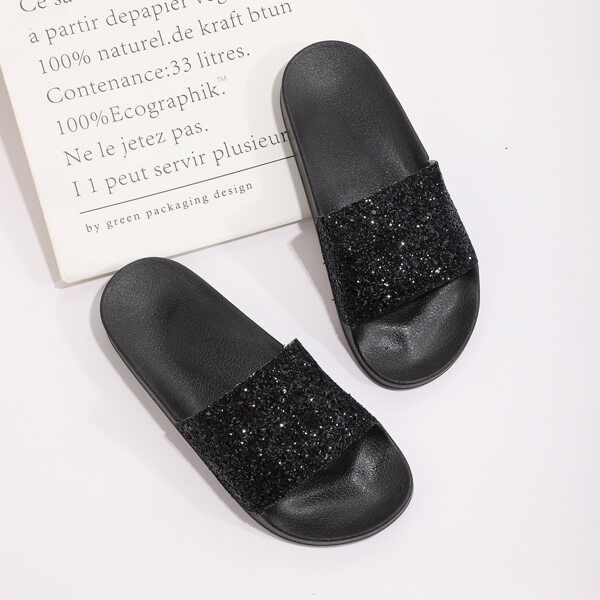 

Glitter Decor Slides, Black
