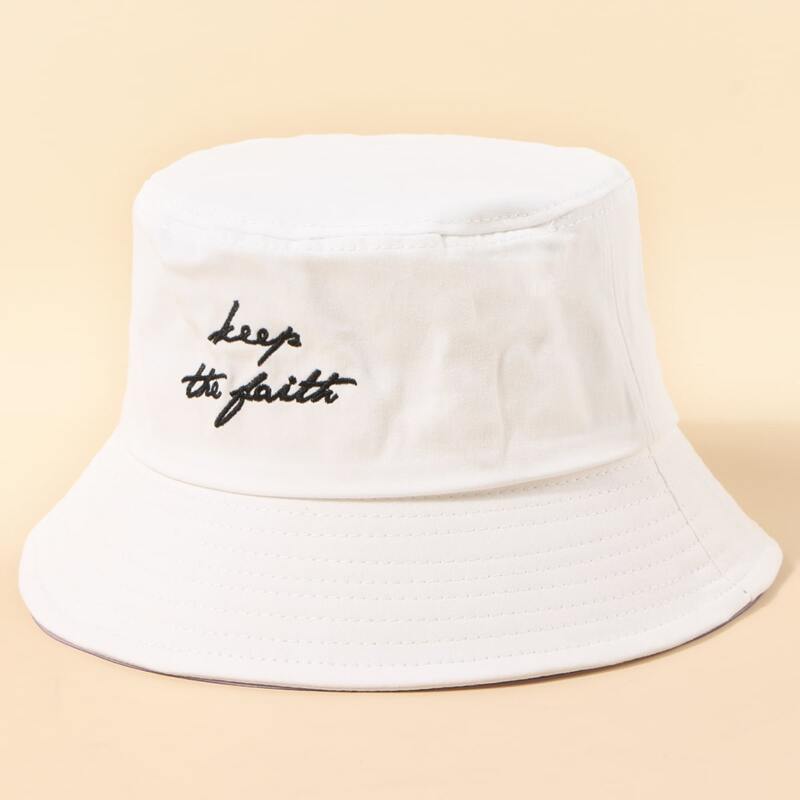 

Guys Letter Embroidered Bucket Hat, White