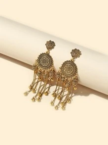 圆球流苏耳环 吊坠耳环 - 金黃色 - 查看 3