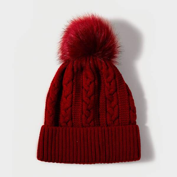 

Pom Pom Decor Beanie, Red