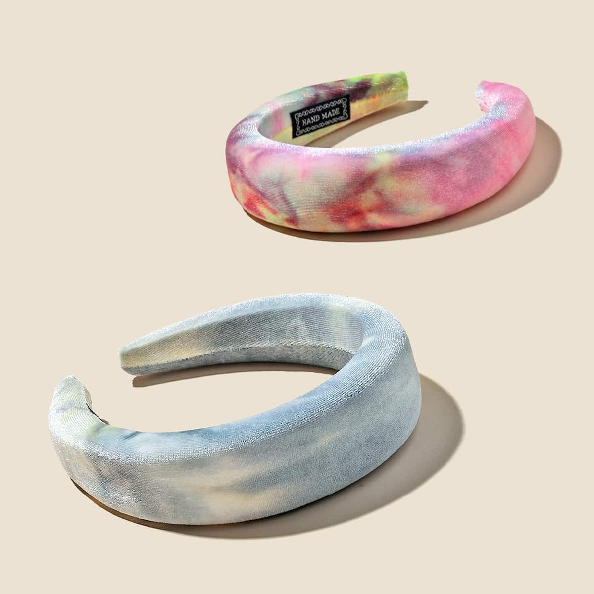 

2pcs Tie Dye Pattern Hair Hoop, Multicolor