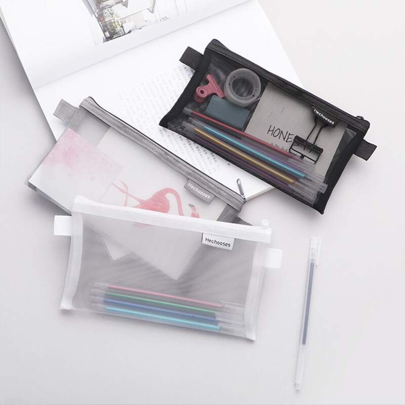 

1pc Plain Mesh Random Pencil Bag, Multicolor