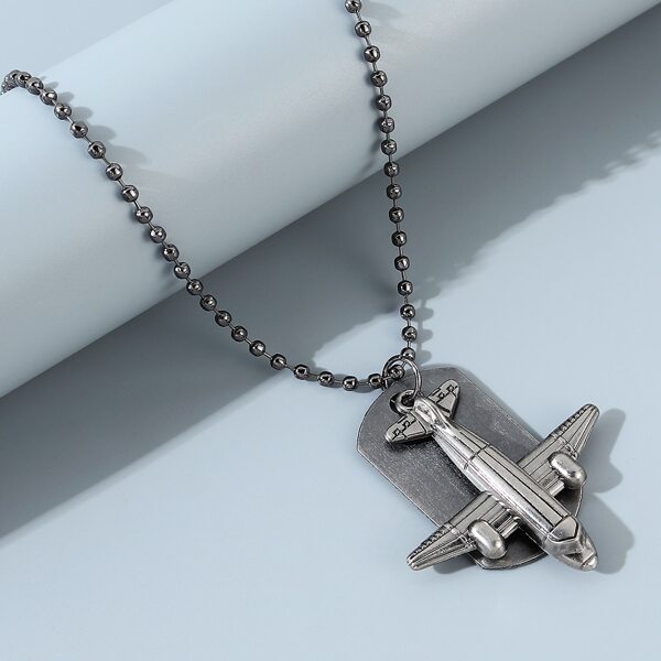 

Men Airplane Charm Necklace, Gun black