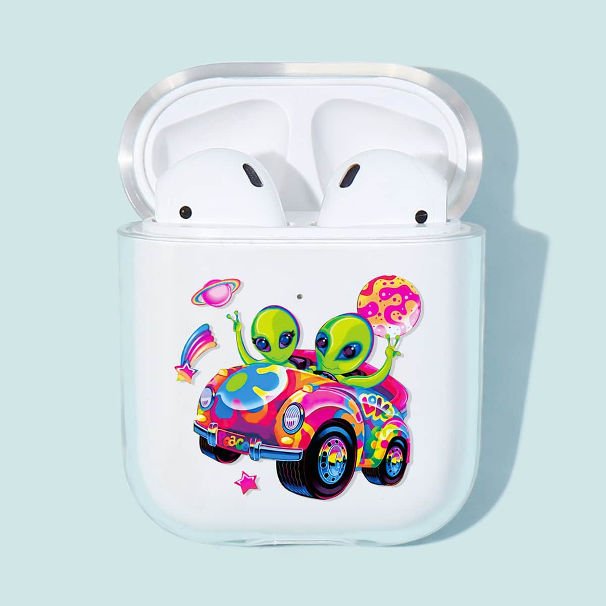 

Alien Pattern Clear AirPods Case, Multicolor