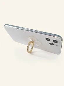 1pc Clear Flower Decor Rhinestone Phone Ring Holder - Clear - View 2