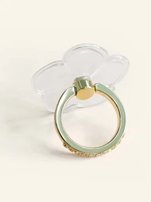 1pc Clear Flower Decor Rhinestone Phone Ring Holder - Clear - View 3