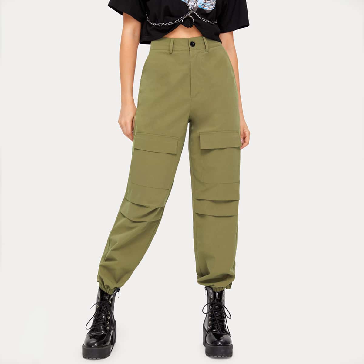 

Solid Cargo Pants, Army green