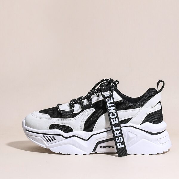 

Lace-up Front Wide Fit Chunky Sneakers, Black and white