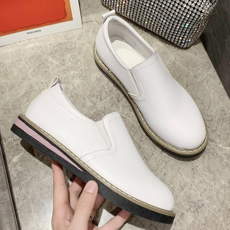 

Solid Slip On Flats, White