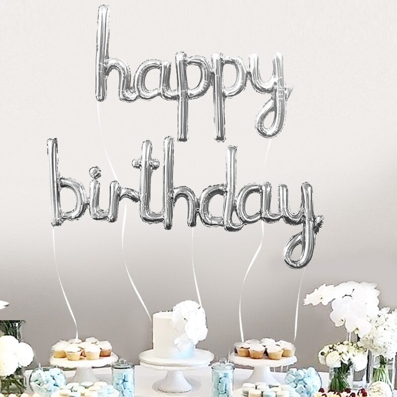 

4pcs Birthday Decorative Balloon Set, Silver