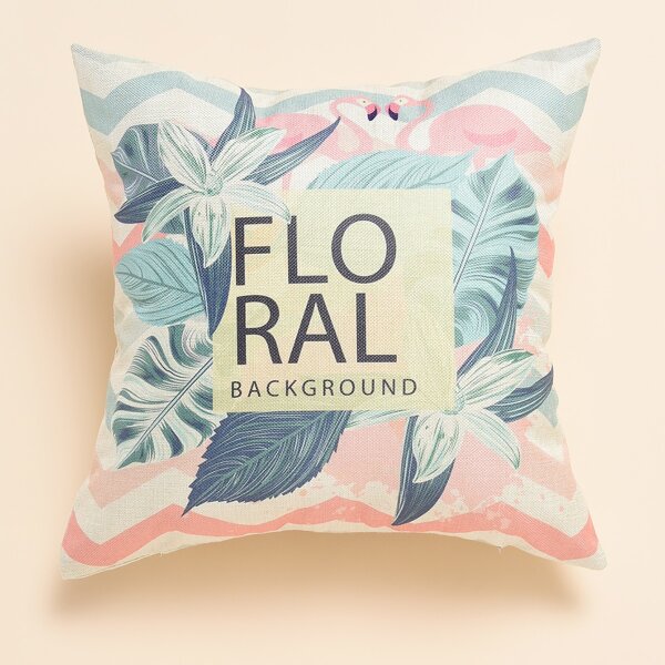 

Leaf Print Cushion Cover Without Filler, Multicolor