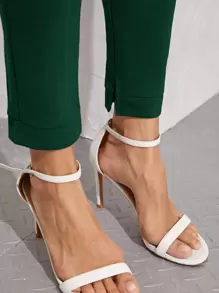 BizChic 彈性腰開衩下擺褲子 - 墨綠色 - 查看 6