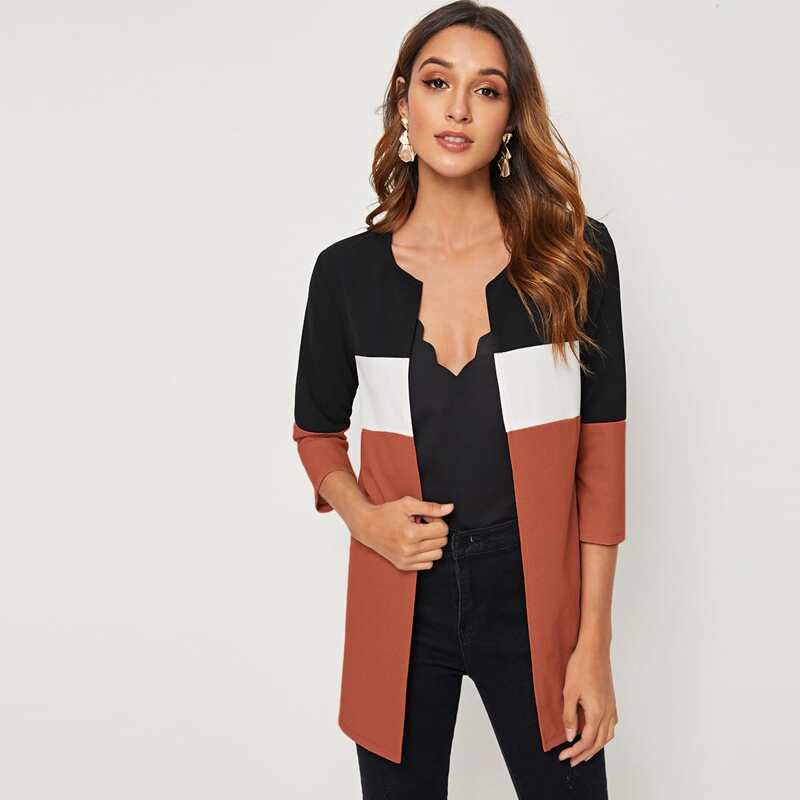 

Open Front Colorblock Coat, Multicolor