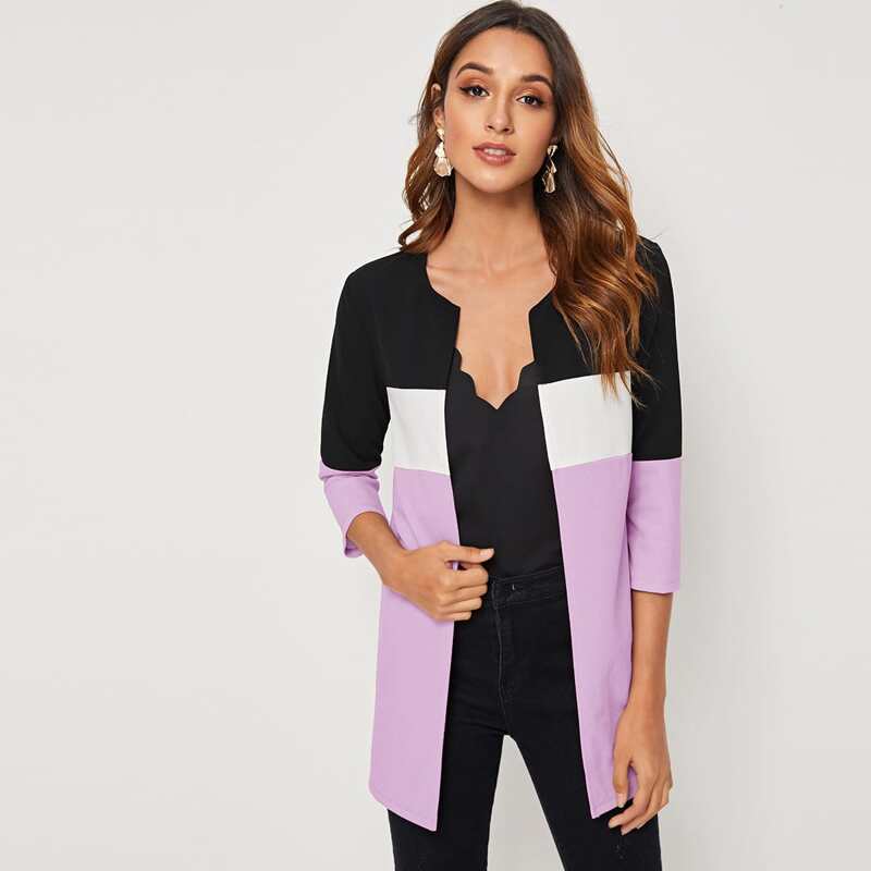 

Open Front Colorblock Coat, Multicolor