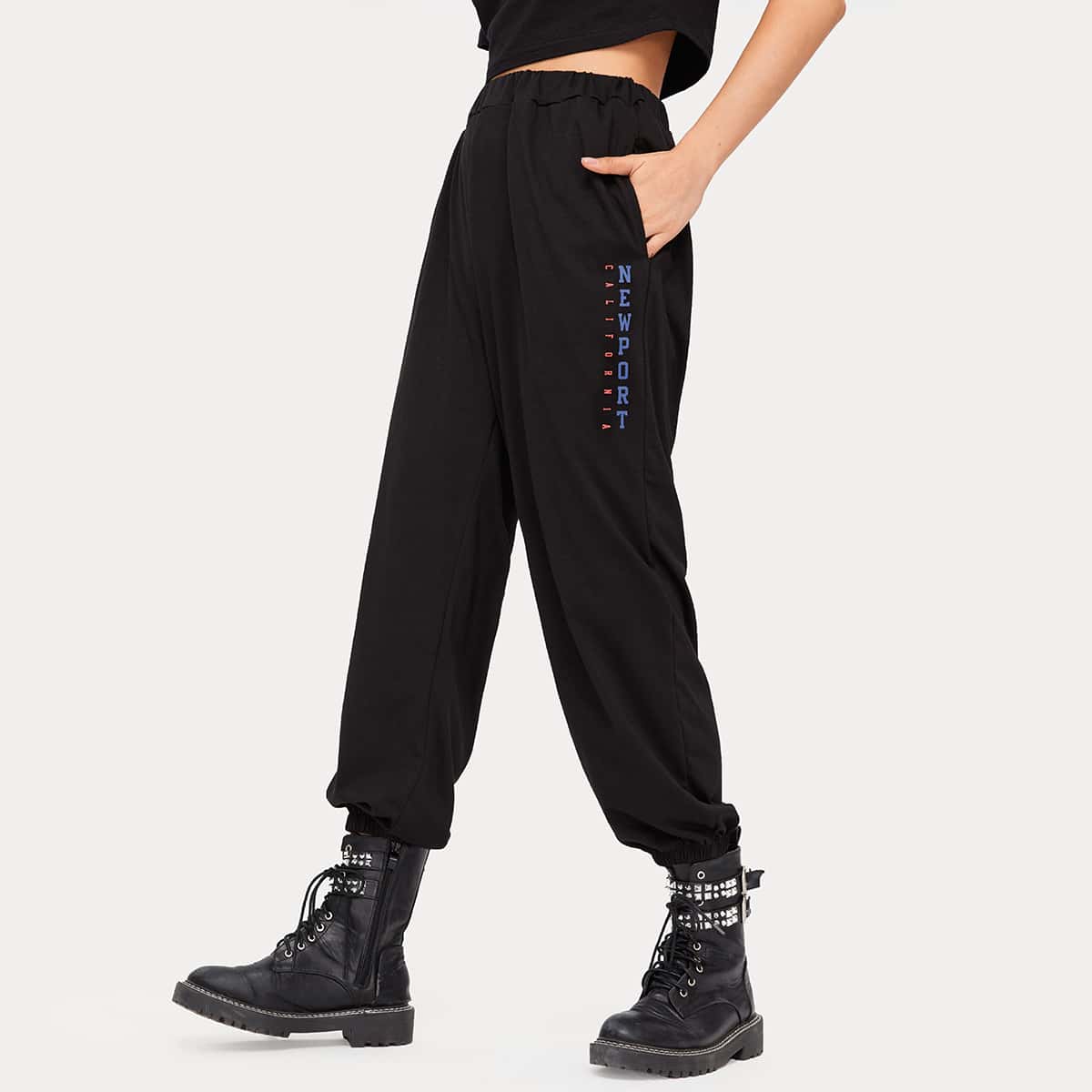 

Letter Graphic Joggers, Black