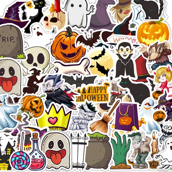 

50pcs Halloween Pattern Sticker, Multicolor