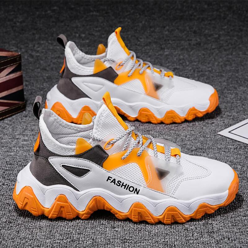

Guys Lace Up Decor Colorblock Chunky Sneakers, White