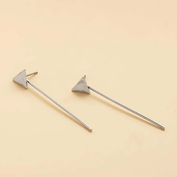 

2pcs Girls Geometric Design Earring Jacket, Silver