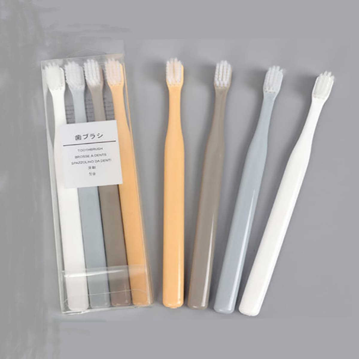 

4pcs Simple Toothbrush, Multicolor