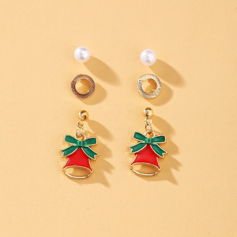 

3pairs Christmas Bell Decor Earrings, Multicolor