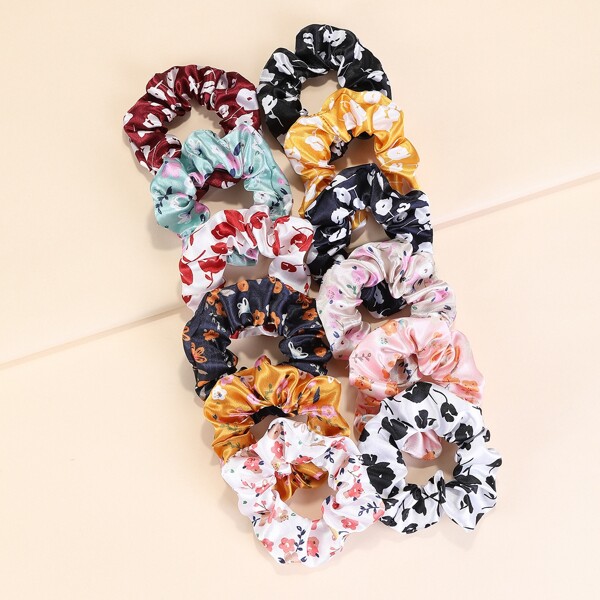 

12pcs Ditsy Floral Pattern Scrunchie, Multicolor