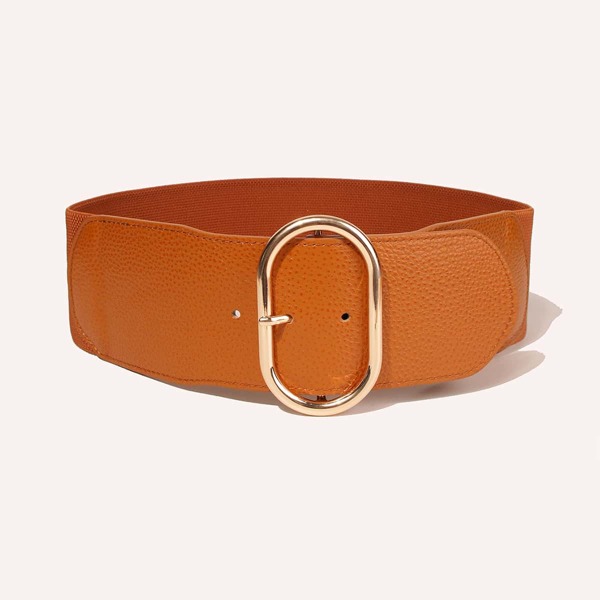 

Geo Buckle Wide Belt, Brown