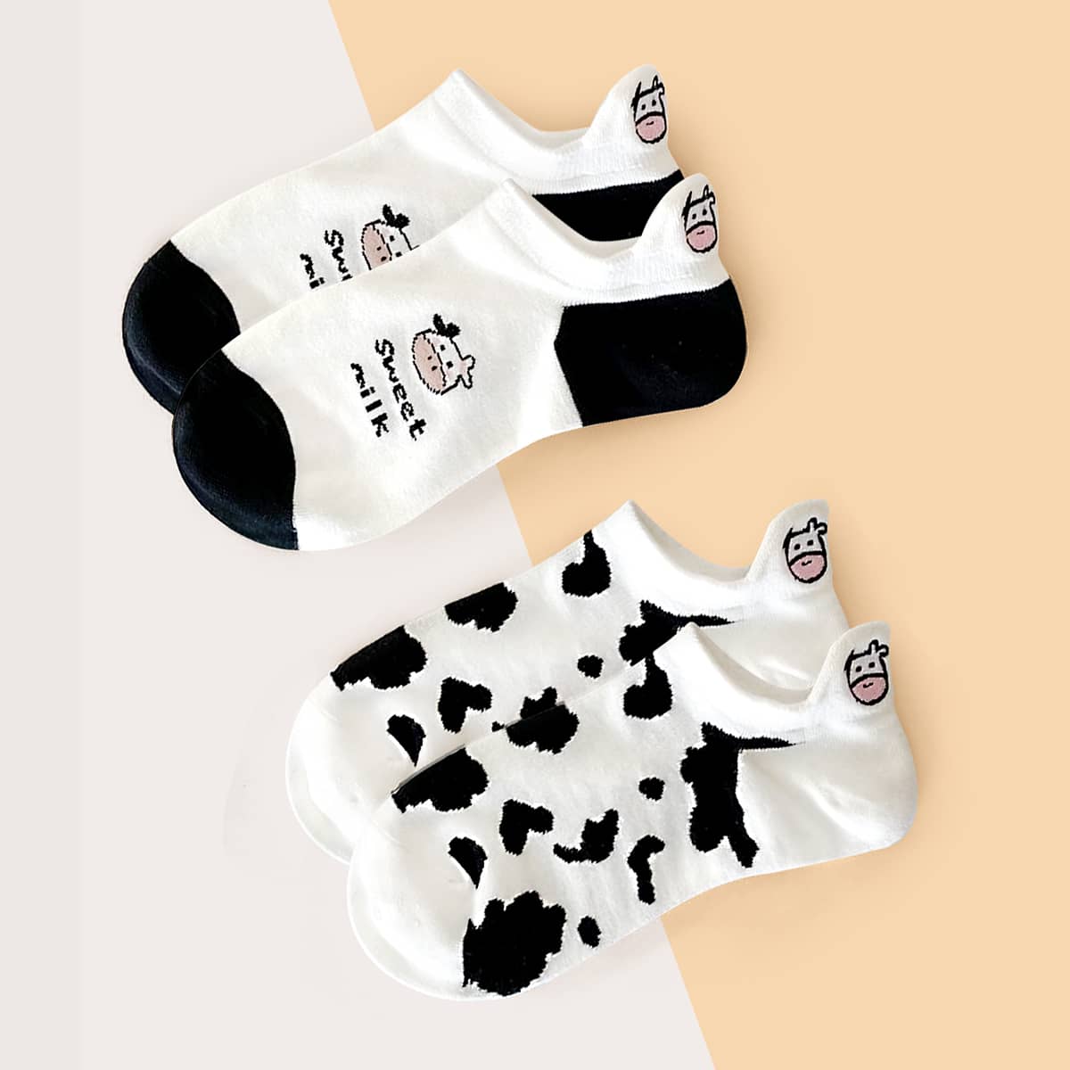 

2pairs Letter Graphic Socks, Black and white