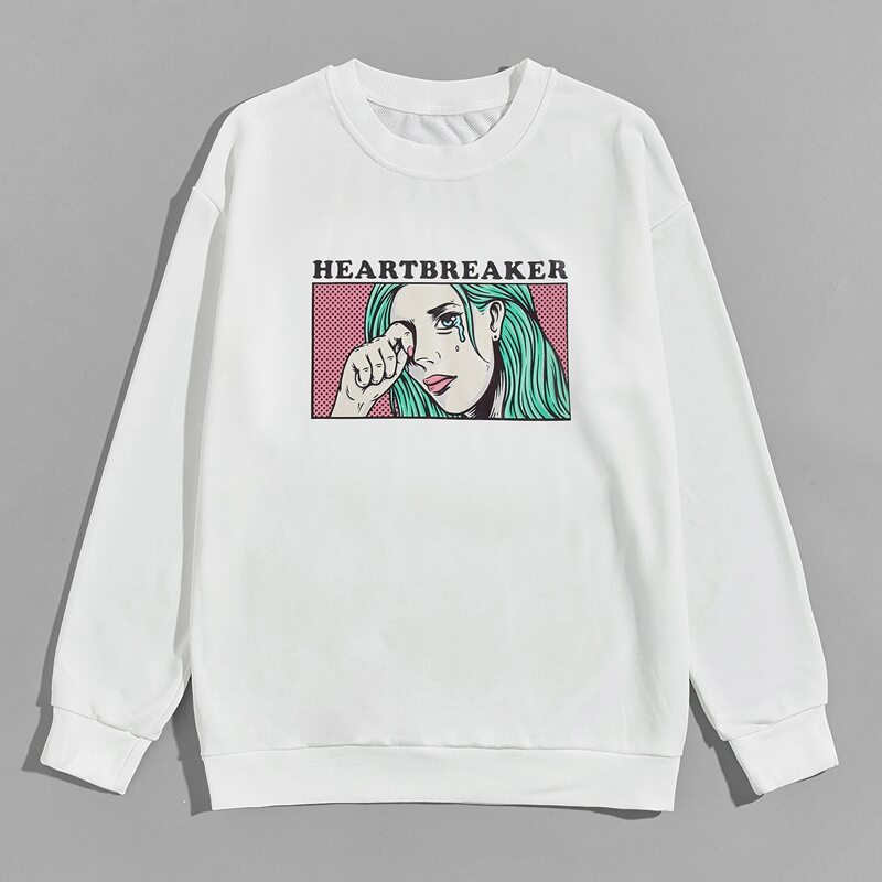 

Guys Letter & Figure Graphic Sweatshirt, White