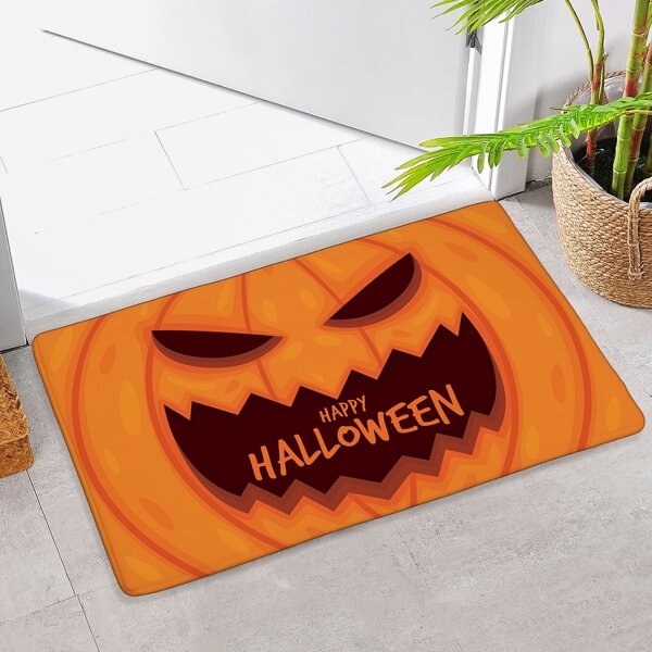 

Halloween Pumpkin Print Floor Mat, Multicolor