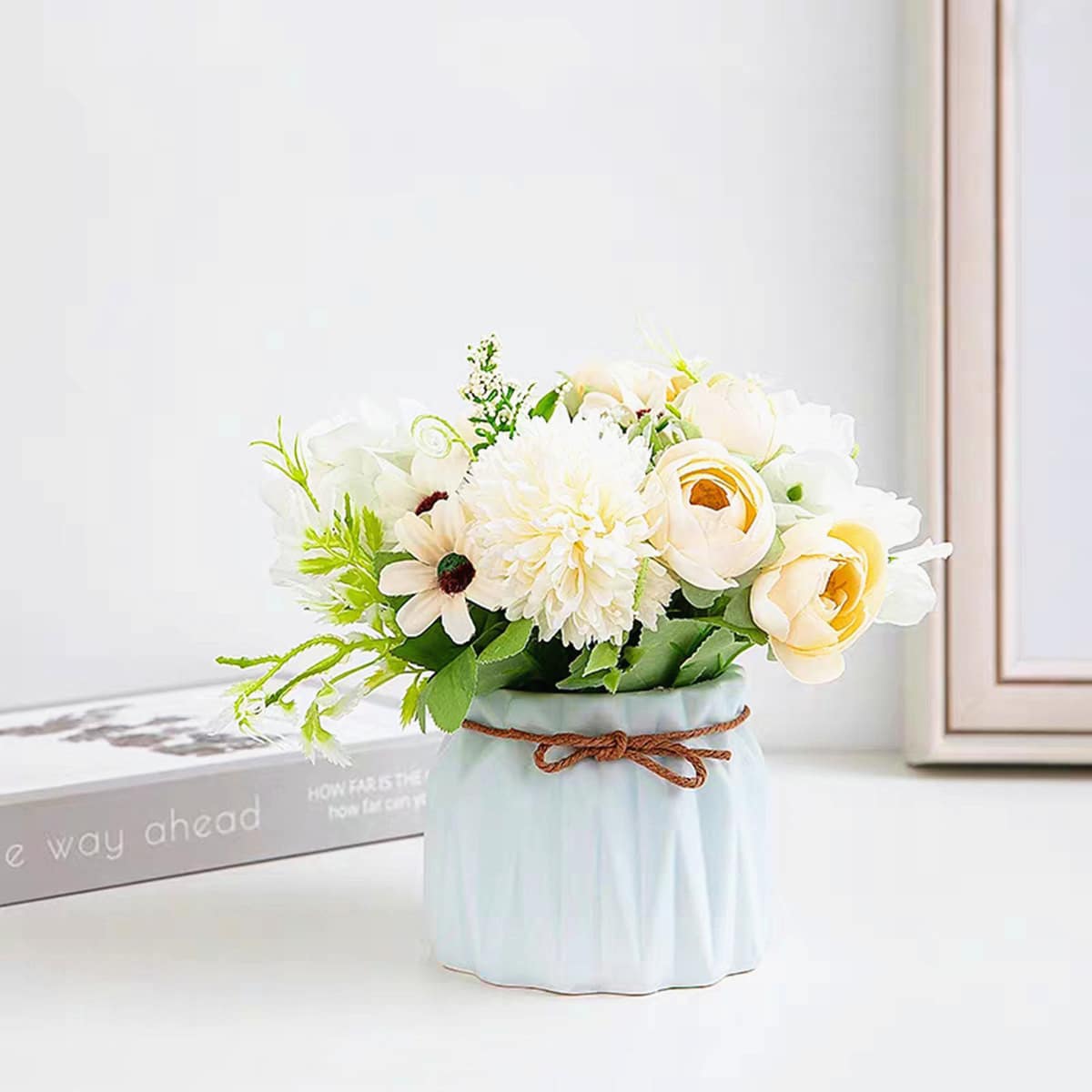 

1bunch Artificial Rose With 7pcs Branch, Multicolor