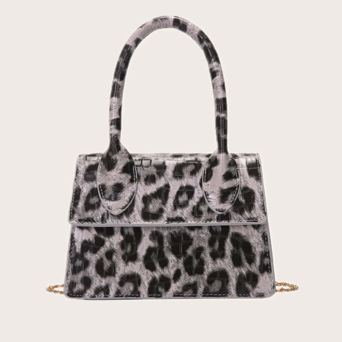 

Leopard Chain Satchel Bag, Multicolor