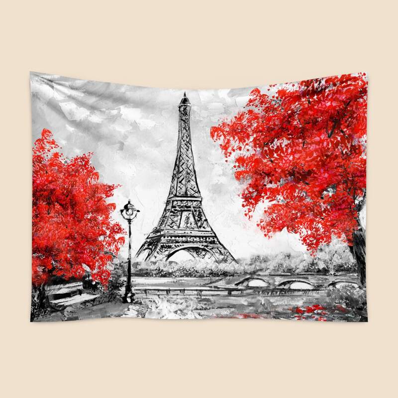 

Eiffel Tower Print Tapestry, Multicolor