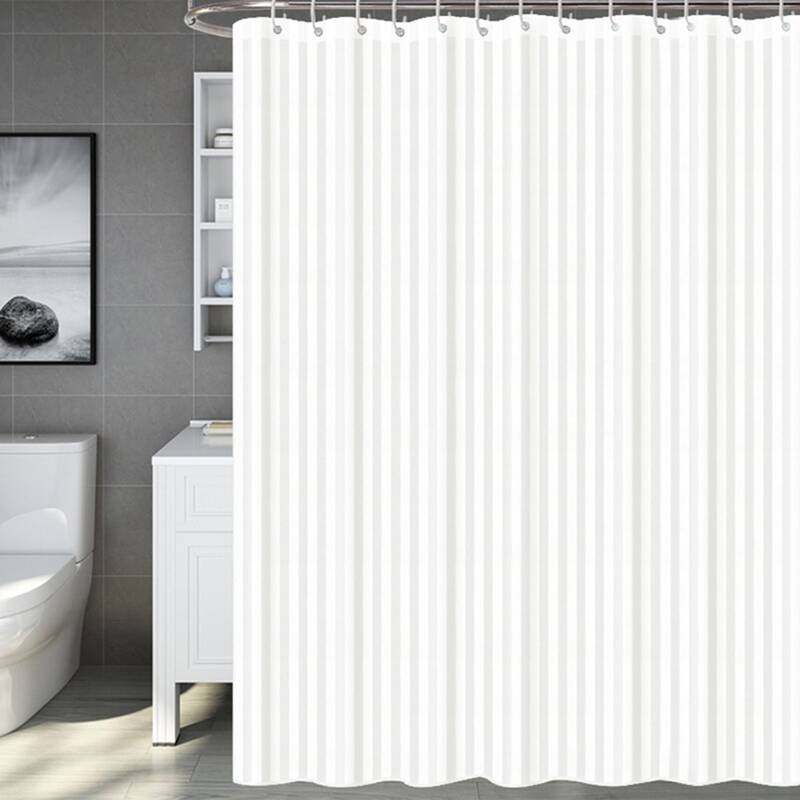 

Solid Color Shower Curtain With 12hooks, Beige
