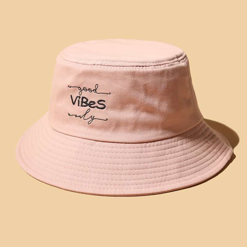 

Letter Embroidery Bucket Hat, Pink